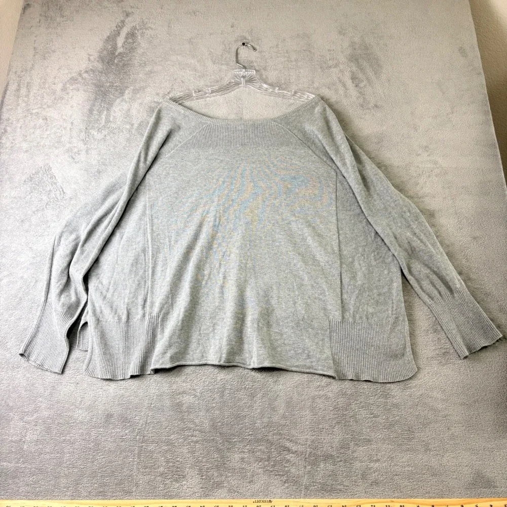 Eileen Fisher L Grey Organic Cotton Boxy‎ High Low Knit Sweater Pocket Lagenlook